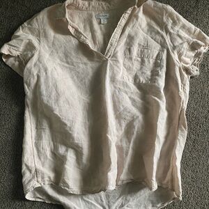J. Crew Pale Blush Linen Button-Up Top
